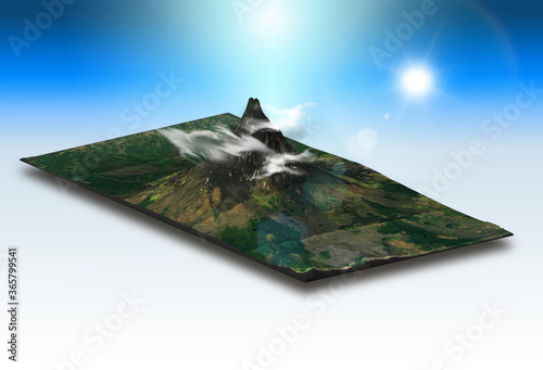 Canvas Print 3D isometric landscape of a mountainous terrain