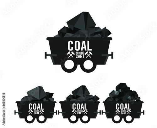 Coal mine trolley, mining cart with coal