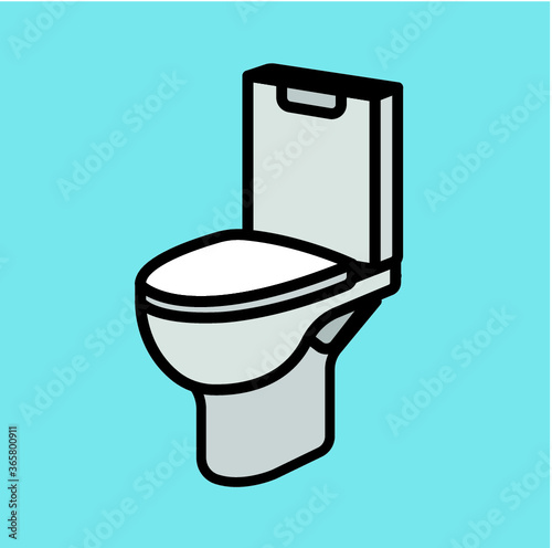 Toilet bowl with wc paper and wc brush