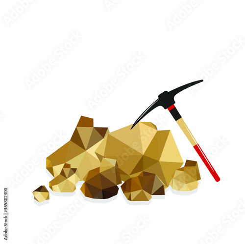 Gold nuggets with pickaxe