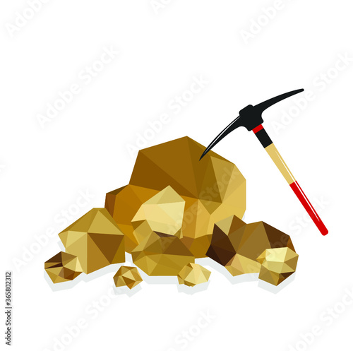 Gold nuggets with pickaxe