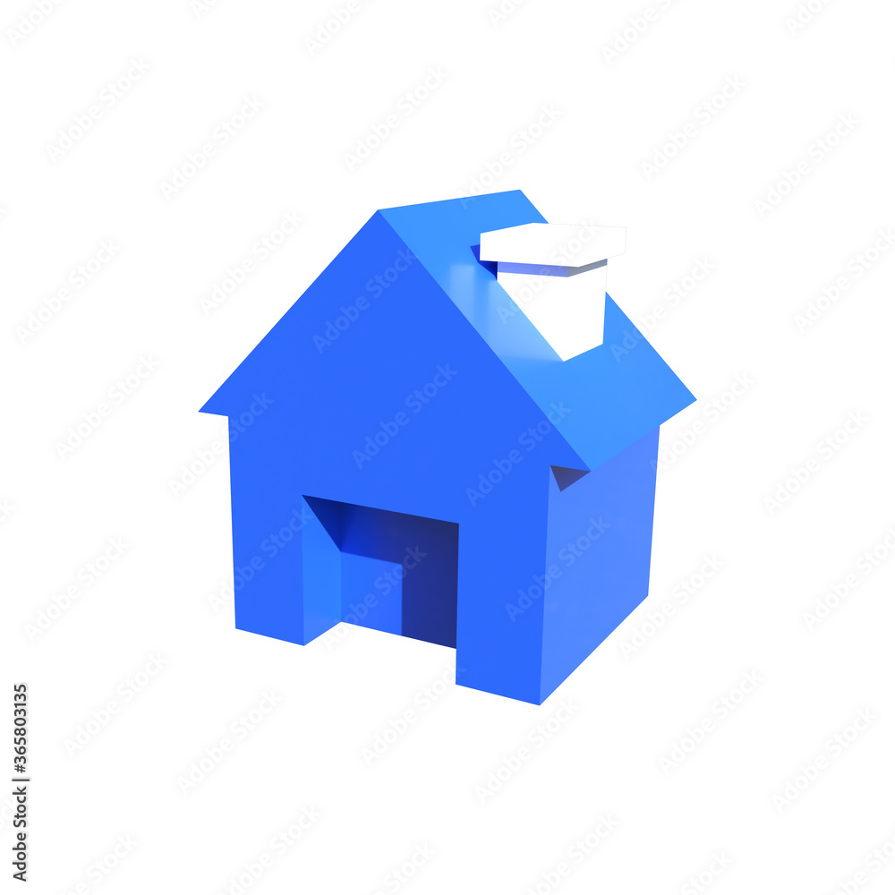 3d render house icon isolated on white background