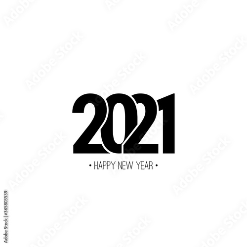 Happy new year 2021 template text design. Vector banner for flyer, brochure, booklet, greeting card.