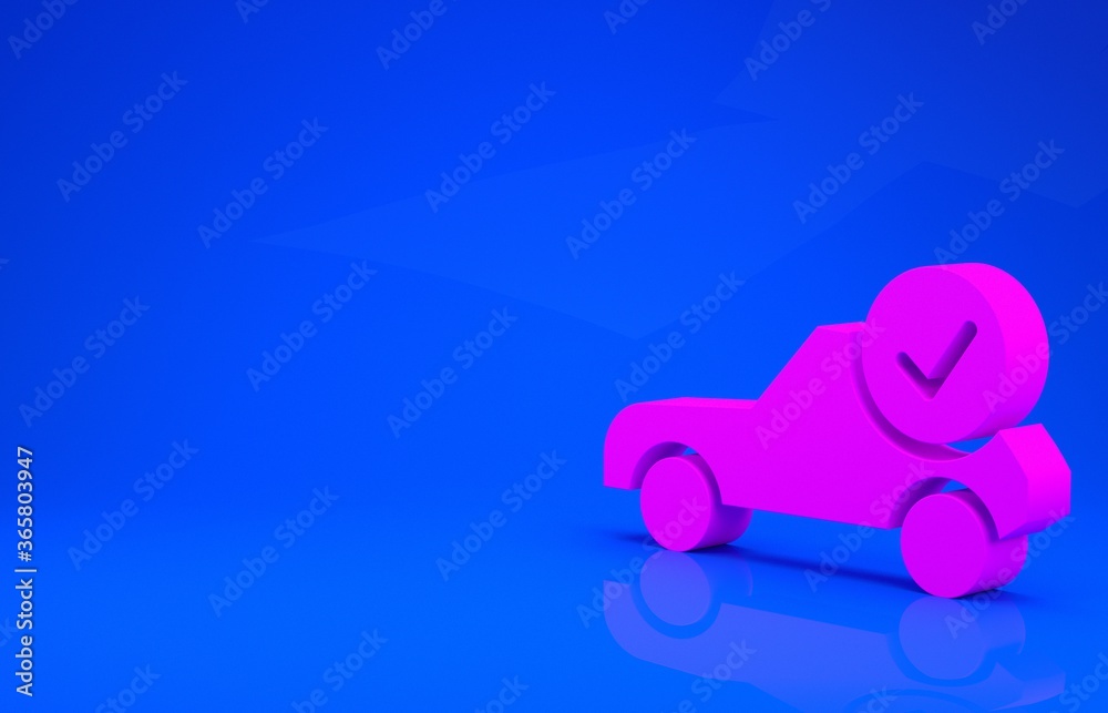 Pink Auto service check automotive icon isolated on blue background. Car service. Minimalism concept. 3d illustration. 3D render. Pink Auto service check automotive icon isolated on blue background. Car service. Minimalism concept. 3d illustration. 3D render.