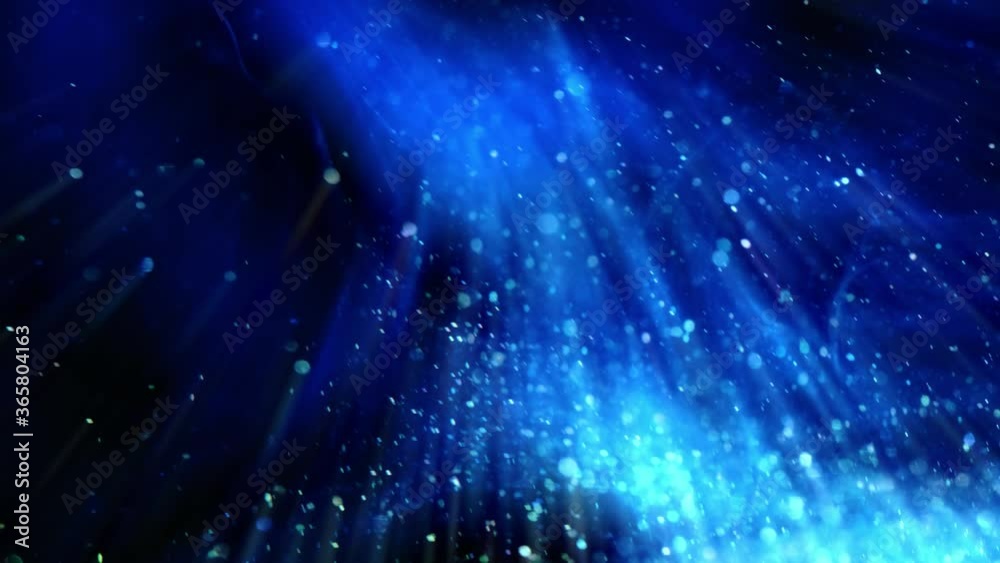 Under deep sea water moving particular cloud dust with fractal particle abstract background 4K
