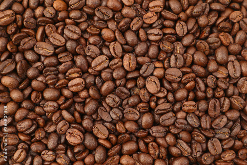 Fototapeta premium Close-up background of roasted coffee beans.