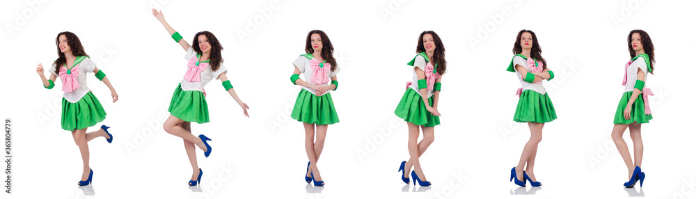 Female model in cosplay costume isolated on white Female model in cosplay costume isolated on white