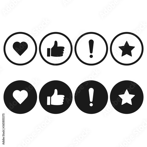 rating icons set of sign Thumb Up. Heart and star