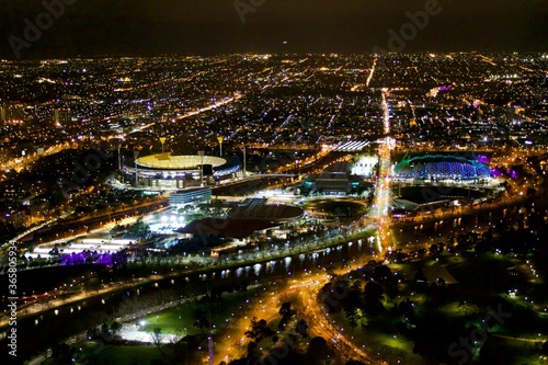 night view of the city of Melbourne, Australia 