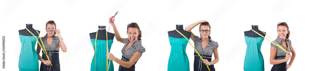 Woman tailor isolated on white Woman tailor isolated on white