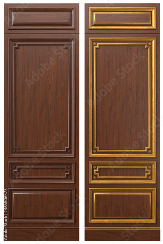 Classic wood panel 900mm wood with veneer and gold elements © Uladyka