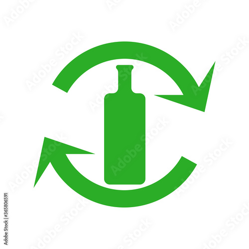 Recycling logo - glass bottle for your design. Vector Illustration. Ecological theme.