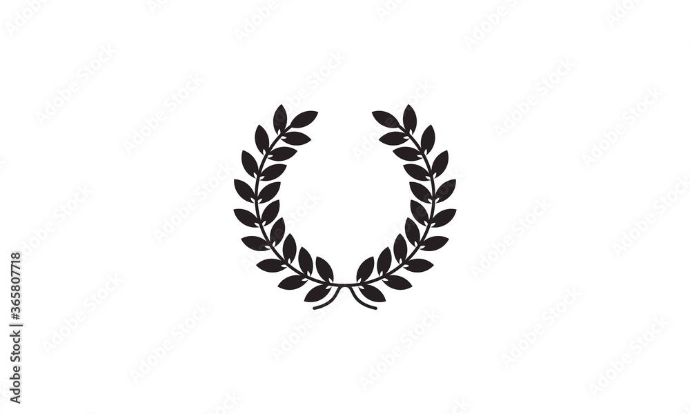 Laurel wreath icon. Emblem made of laurel branches. Laurel leaves symbol of high quality olive plants. Sign isolated on white background. Vector illustration Laurel wreath icon. Emblem made of laurel branches. Laurel leaves symbol of high quality olive plants. Sign isolated on white background. Vector illustration