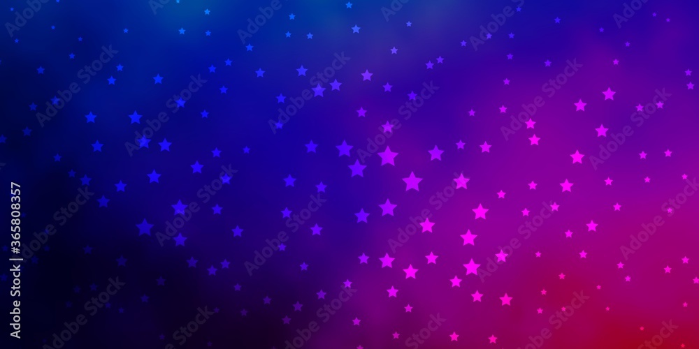 Dark Blue, Red vector background with colorful stars. Blur decorative design in simple style with stars. Theme for cell phones.