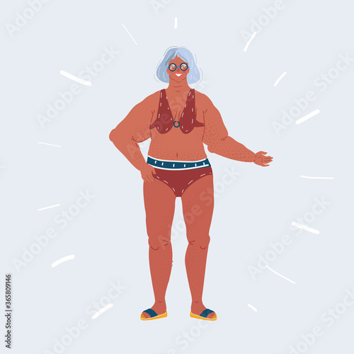 Vector illustration of Old people in swimming pool on white background.