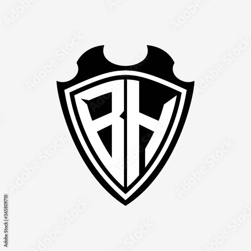 BH initials monogram logo shield designs a modern