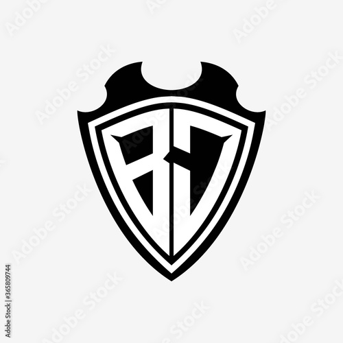 BJ initials monogram logo shield designs a modern