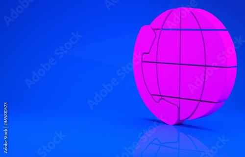 Pink Telephone 24 hours support icon isolated on blue background. All-day customer support call-center. Full time call services. Minimalism concept. 3d illustration. 3D render.