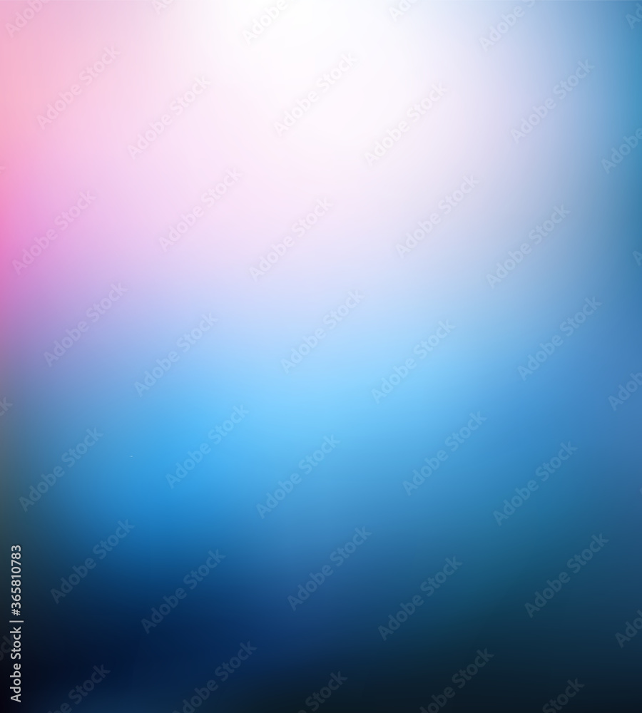 Fototapeta premium Abstract Blurred blue purple pink background. Soft dark to light gradient backdrop with place for text. Vector illustration for your graphic design, banner, poster, website