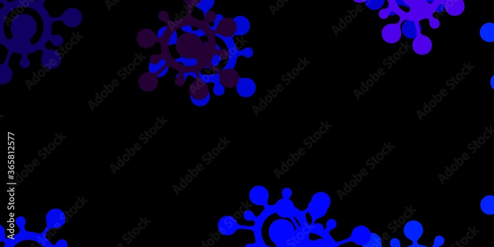 Dark pink, blue vector pattern with coronavirus elements. Dark pink, blue vector pattern with coronavirus elements.