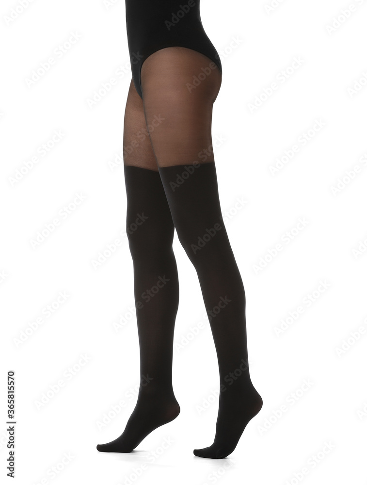 Beautiful young woman in tights on white background Beautiful young woman in tights on white background