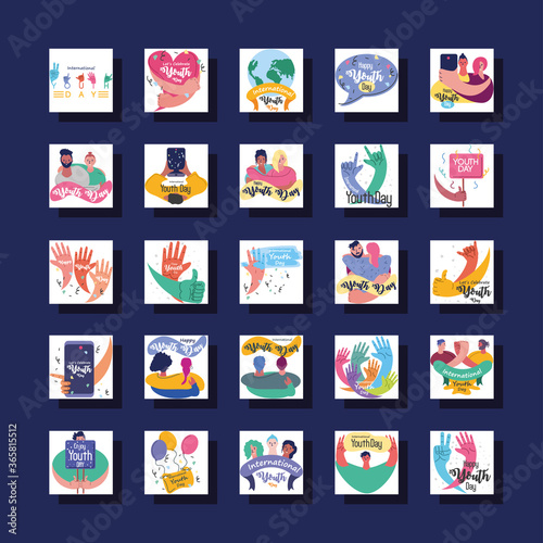 set of symbol of international youth day celebration