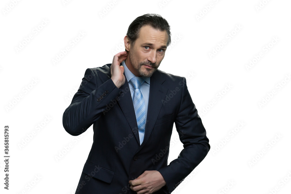 Successful confident rich boss. Handsome businessman isolated on white background. Successful confident rich boss. Handsome businessman isolated on white background.
