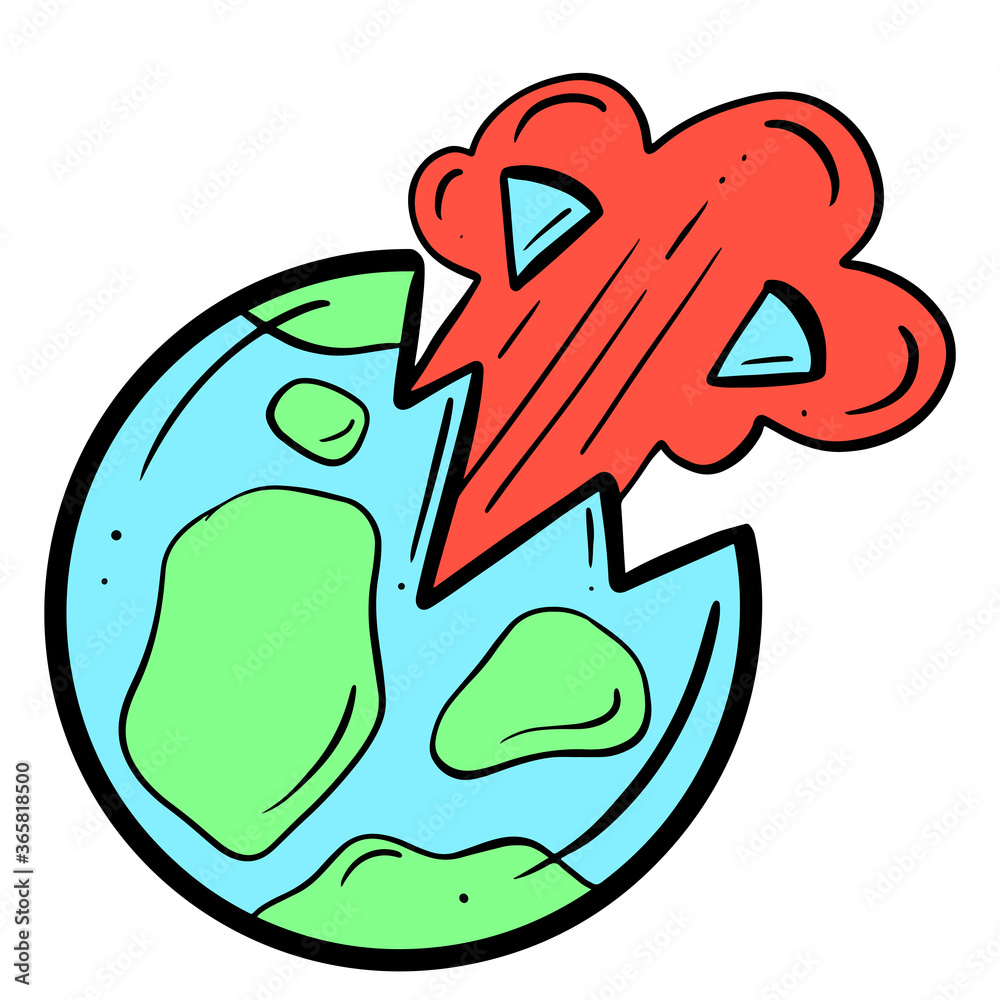 Naklejka premium Cartoon Illustration of An Imaginary Plant in Space for Logo or Icon