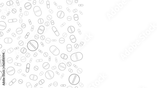 Tablets on white.Vector illustration. Covid-19. Pandemic. Pills. Coronavirus. Seamless. Copy space