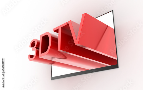 Three dimensional TV abstract illustration, technology concepts. Original 3d rendering