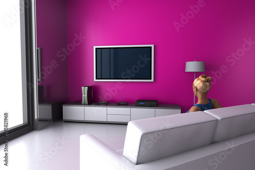 Abstract home interiors, copy space mockup illustration, original 3d rendering