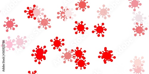 Light red vector backdrop with virus symbols.