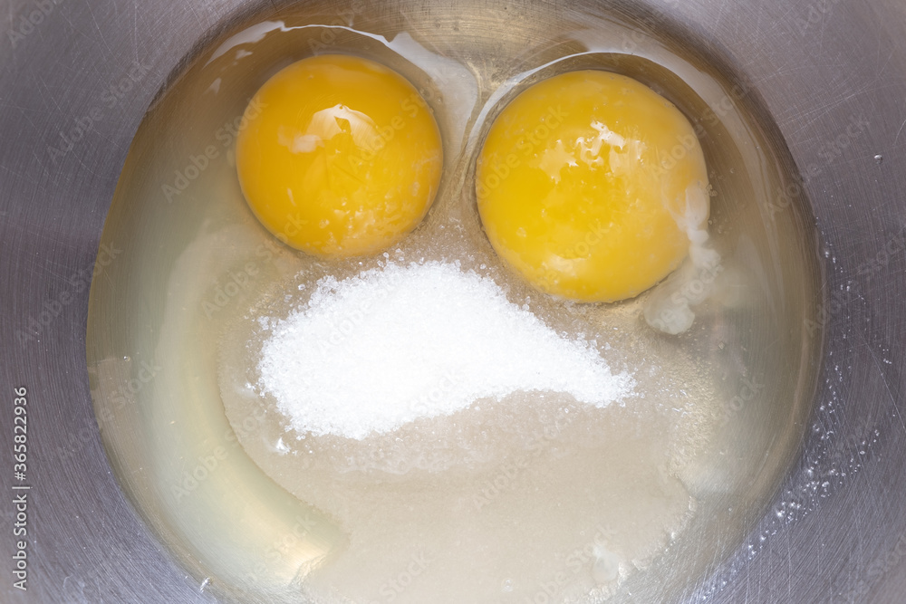 Happy smiling face made of eggs, top view Happy smiling face made of eggs, top view