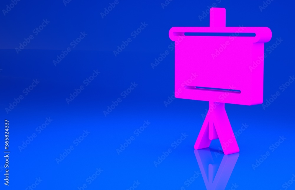 Pink Chalkboard icon isolated on blue background. School Blackboard sign. Minimalism concept. 3d illustration. 3D render.. Pink Chalkboard icon isolated on blue background. School Blackboard sign. Minimalism concept. 3d illustration. 3D render..