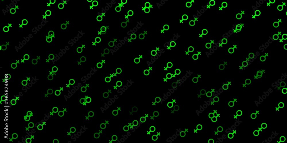 Dark Green, Yellow vector texture with women's rights symbols.