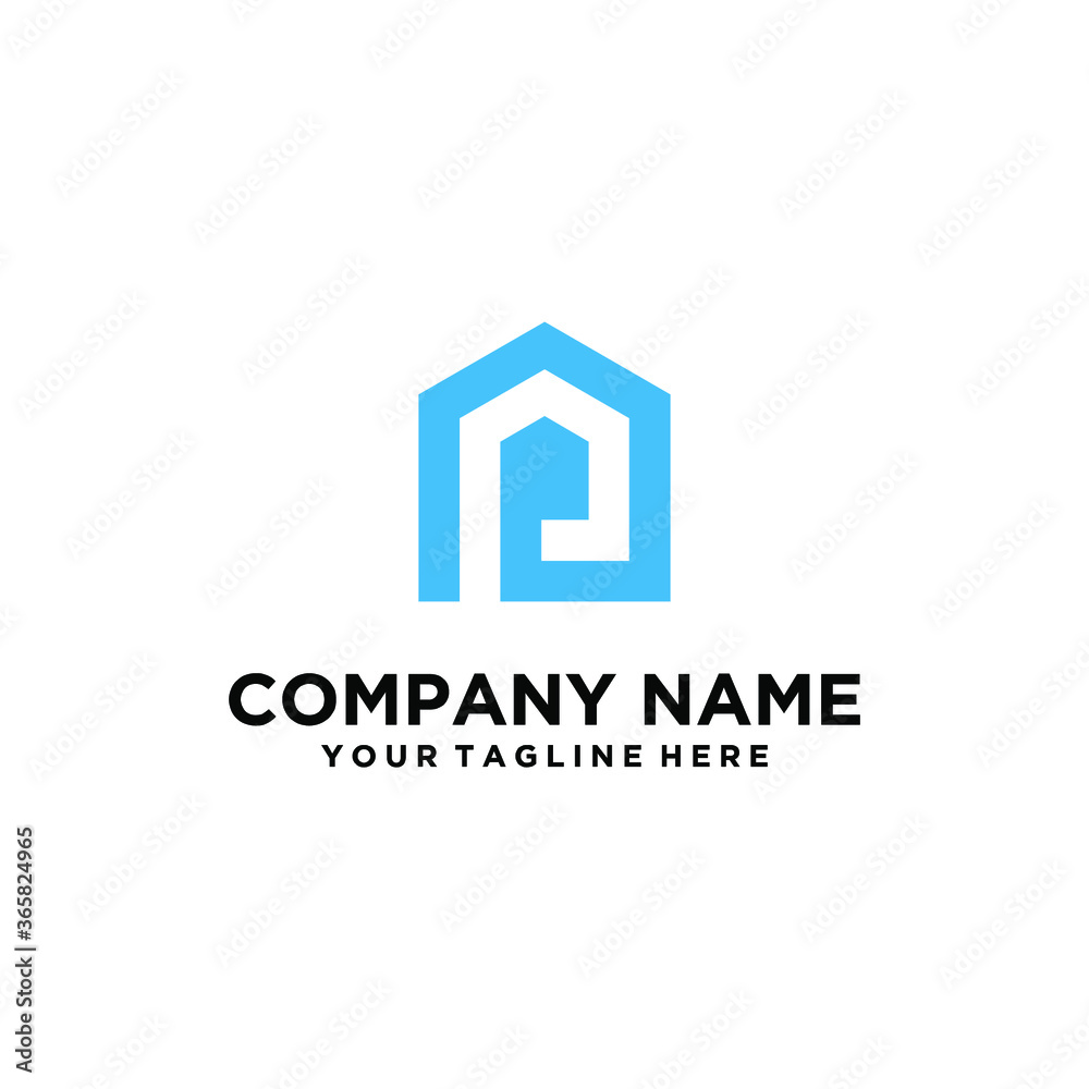 p logo home. Letter p building architecture logo flat. Real Estate logo