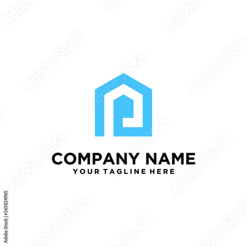 p logo home. Letter p building architecture logo flat. Real Estate logo © Vidobe