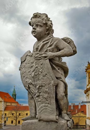 Sculpture of cherub in Prague, Czech Republic