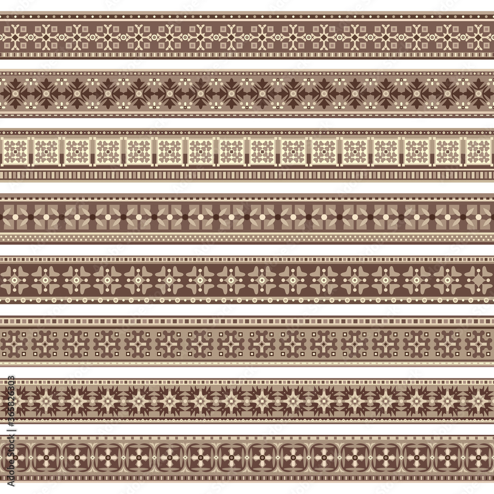 Abstract ethnic nature tile stripes. borders set Abstract ethnic nature tile stripes. borders set