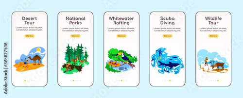 Global traveling onboarding mobile app screen flat vector template