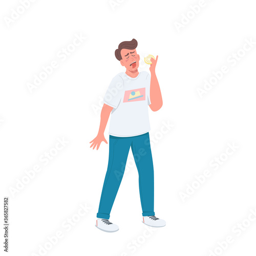 Bad taste flat color vector faceless character