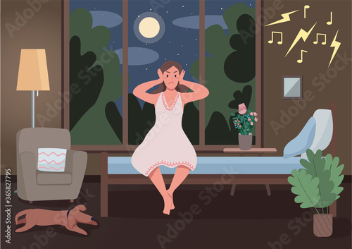 Noisy neighbours flat color vector illustration