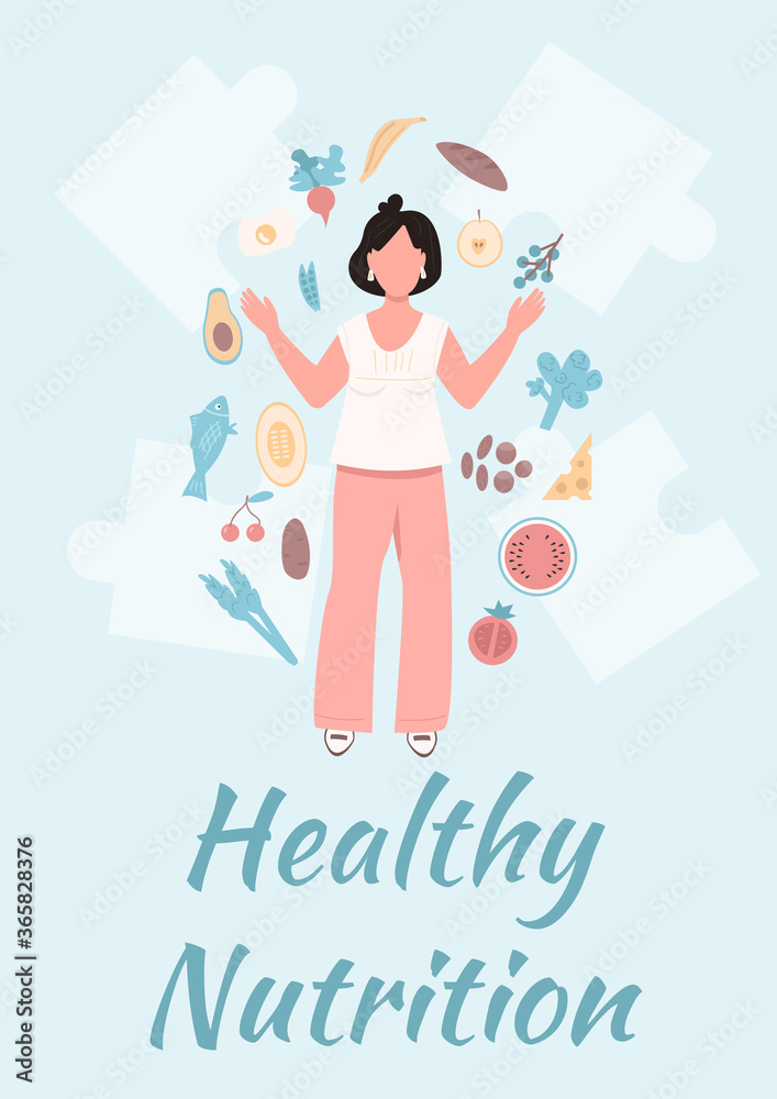 Healthy nutrition poster flat vector template Healthy nutrition poster flat vector template