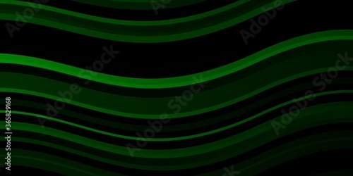 Dark Green vector background with curved lines. Illustration in abstract style with gradient curved. Best design for your posters, banners.