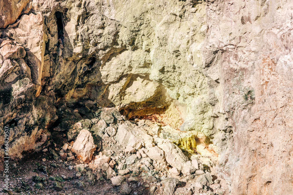 Rocky cliffs in volcanic landscape of Wai-O-Tapu Rocky cliffs in volcanic landscape of Wai-O-Tapu