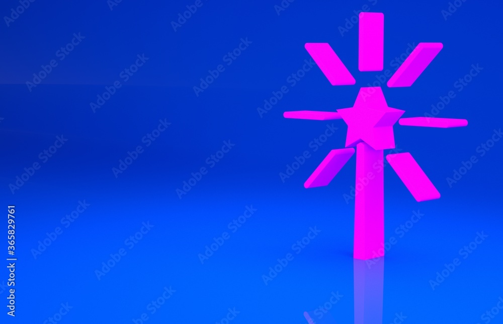 Pink Firework icon isolated on blue background. Concept of fun party. Explosive pyrotechnic symbol. Minimalism concept. 3d illustration. 3D render.. Pink Firework icon isolated on blue background. Concept of fun party. Explosive pyrotechnic symbol. Minimalism concept. 3d illustration. 3D render..