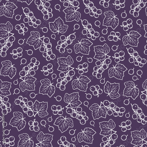 PURPLE BLACK CURRANT Benefits Berry Nature Hand Drawn Seamless Pattern Vector Illustration For Print Fabric and Decoration