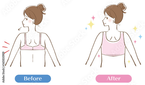 ブラジャー　脇　はみ肉　ビフォーアフター　イラスト