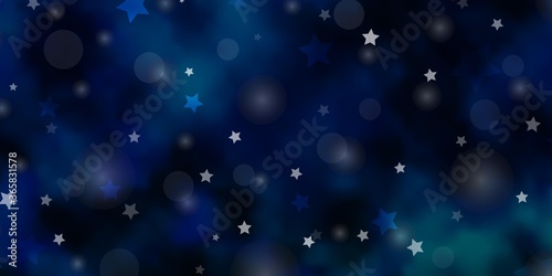 Light Blue, Green vector texture with circles, stars. Glitter abstract illustration with colorful drops, stars. Design for wallpaper, fabric makers.