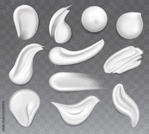 Realistic Detailed 3d Cream Smears Set. Vector